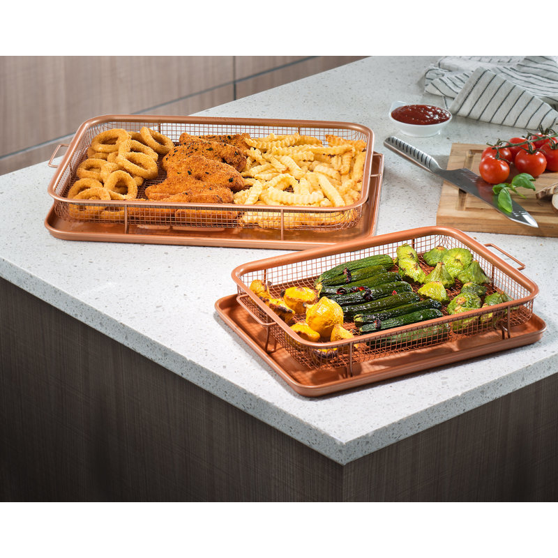 Gotham Steel 2 Piece Nonstick XXL Copper Crisper Tray and Basket Set & Reviews Wayfair